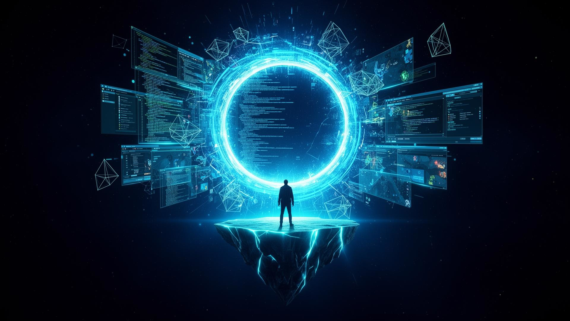 Developer at a portal of code